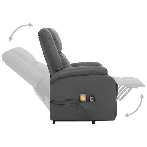Poltrona Alzapersona Massaggiante in Tessuto Grigio Scuro - Foto 2