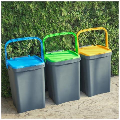 Set 3 Pattumiere Raccolta Differenziata Bidone Pattumiera Spazzatura 35 Litri - Foto 2