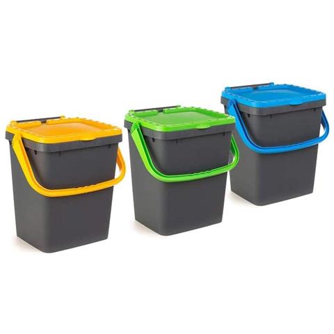 Set 3 Pattumiere Raccolta Differenziata Bidone Pattumiera Spazzatura 35 Litri - Foto 1