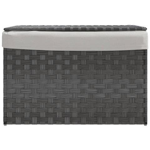 Cesto Portabiancheria Coperchio Grigio 55,5x35x34 Cm Polyrattan - Foto 2