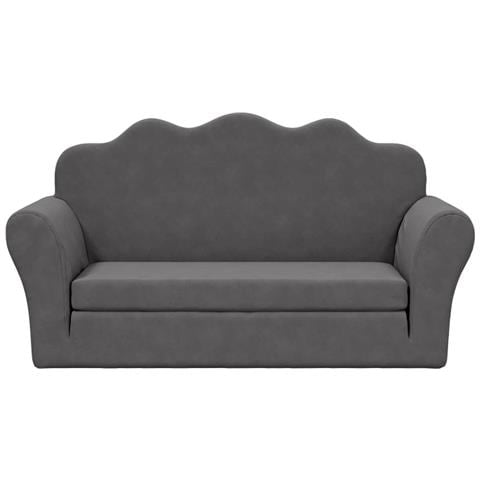 Divano Letto Per Bambini A 2 Posti Antracite In Morbido Peluche - Foto 3