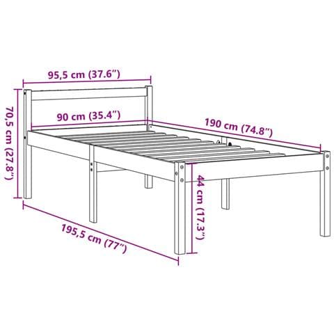 Letto Per Anziani Marrone Cera 90x190 Cm Legno Massello Di Pino - Foto 2