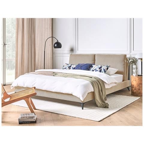 Letto Velluto A Coste Melle 180 X 200 Cm Tortora - Foto 1