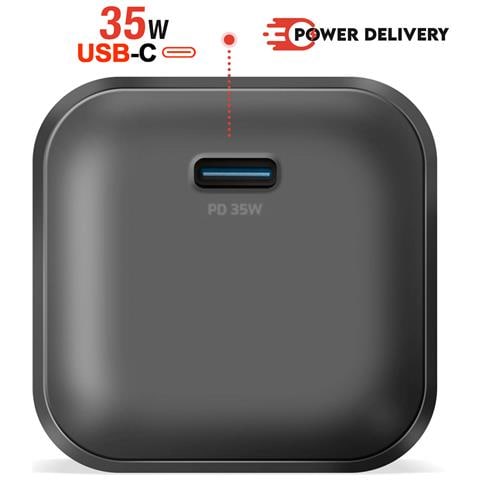Caricabatterie Gan Usb-c 35w Ultra Veloce Compatto E Leggero, Nero - Foto 2
