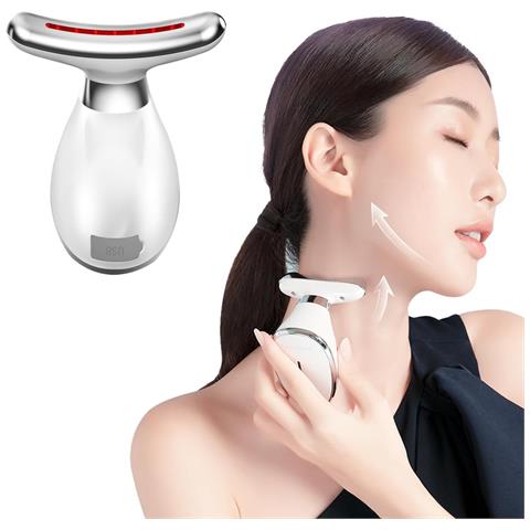 Terapia Con Luce Rossa 7 In 1 Per Viso E Collo, Tecnologia Di Calore E Vibrazione Per La Cura Della Pelle, Rafforzamento, Rassodamento, Rassodamento E Levigamento, Massaggiatore Facciale Elettrico Portatile - Bianco - Foto 1