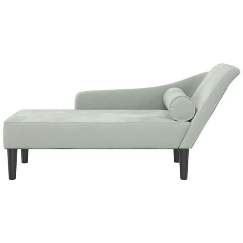 Chaise Longue con Cuscini Grigio Chiaro in Velluto - Foto 3