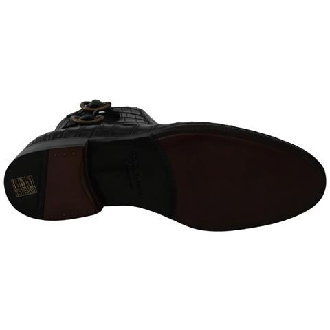 Scarpe Derby In Pelle Di Coccodrillo Nere - Eu39/us6 - Foto 2