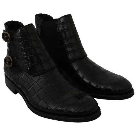 Scarpe Derby In Pelle Di Coccodrillo Nere - Eu39/us6 - Foto 5