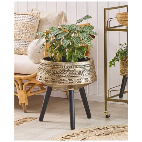Vaso Per Piante Rialzato Vardiani Ceramica 50 Cm Oro - Foto 1