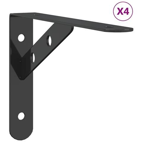 Staffe Per Mensola 4 Pz 20x2,5x14 Cm In Acciaio Inox Nero - Foto 2