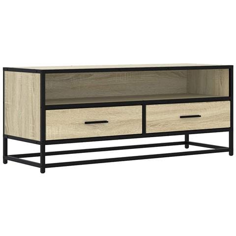 Mobile Tv Rovere Sonoma 100x34,5x40cm Legno Multistrato Metallo - Foto 2