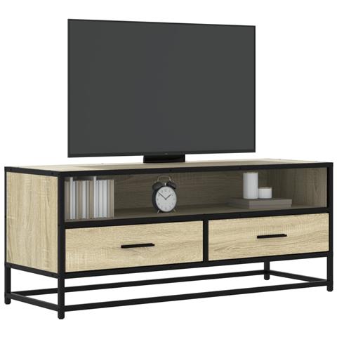 Mobile Tv Rovere Sonoma 100x34,5x40cm Legno Multistrato Metallo - Foto 1