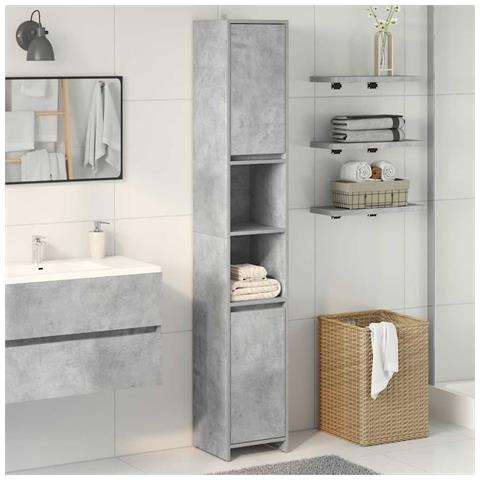 Mobile Da Bagno Grigio Cemento 30x30x183,5 Cm Legno Multistrato - Foto 3