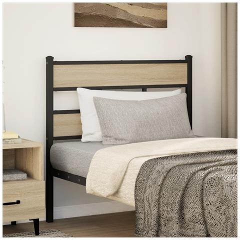 Testiera Rovere Sonoma 100 Cm In Ferro E Legno Multistrato - Foto 1