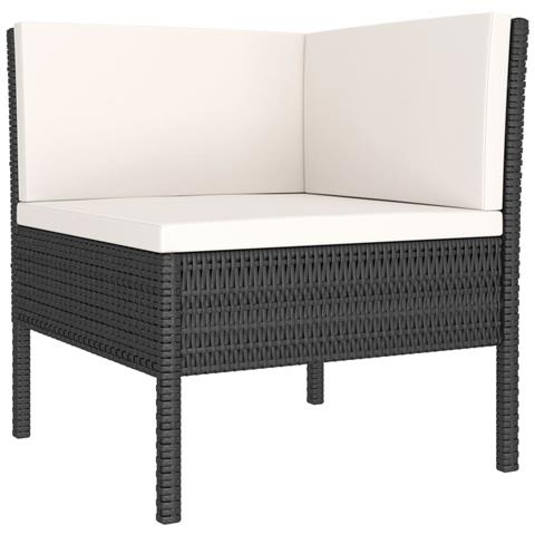 Set Divani Da Giardino 3 Pz Con Cuscini In Polyrattan Nero - Foto 2