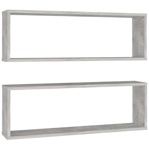 Mensole Parete Cubo 2pz Grigio Cemento 80x15x26,5cm Multistrato - Foto 1
