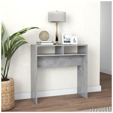 Lusso Casadino -  Tavolino Consolle Grigio Cemento 78x30x80cm Legno Multistrato - Foto 2
