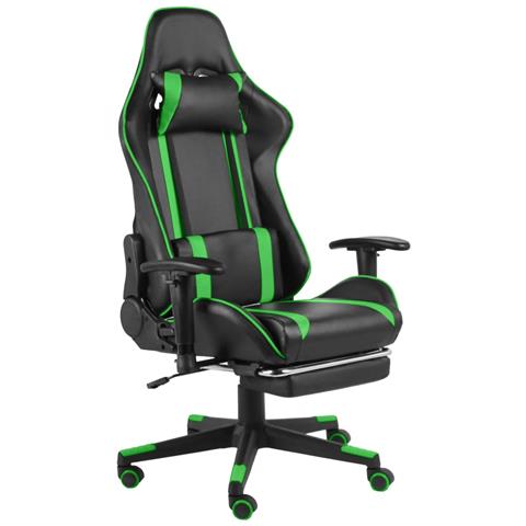 Lusso Casadino -  Sedia Da Gaming Girevole Con Poggiapiedi Verde In Pvc - Foto 2