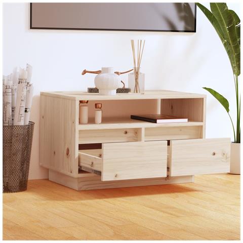 Mobile Porta Tv 60x35x37 Cm In Legno Massello Di Pino - Foto 2