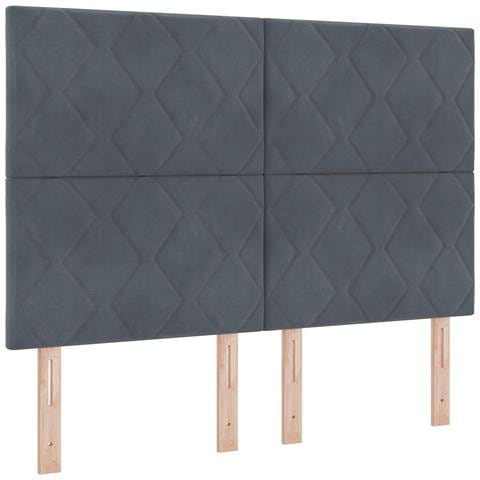 Testiera Design a Blocchi di Diamante Grigio Scuro 140 cm Velluto - Foto 1