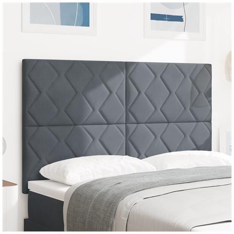 Testiera Design a Blocchi di Diamante Grigio Scuro 140 cm Velluto - Foto 2