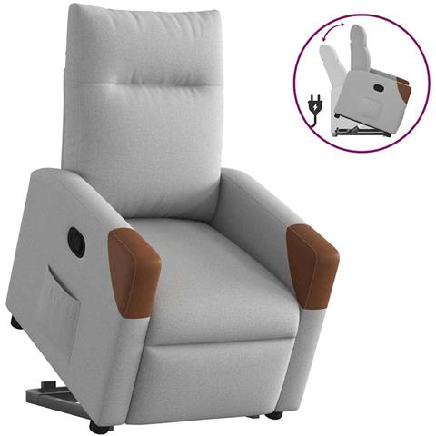 Poltrona Alzapersona Reclinabile Grigio Nuvola in Tessuto - Foto 1