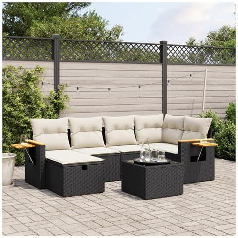 Set Divani da Giardino con Cuscini 7pz Nero Polyrattan - Foto 2