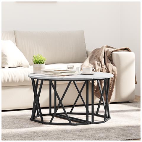 Tavolino da caffè Sonoma Grigio 80x80x42 cm in legno composito - Foto 2