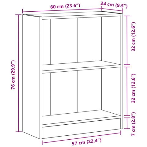 Libreria  Nera 60x24x76 cm in Legno Ingegnerizzato - Foto 9