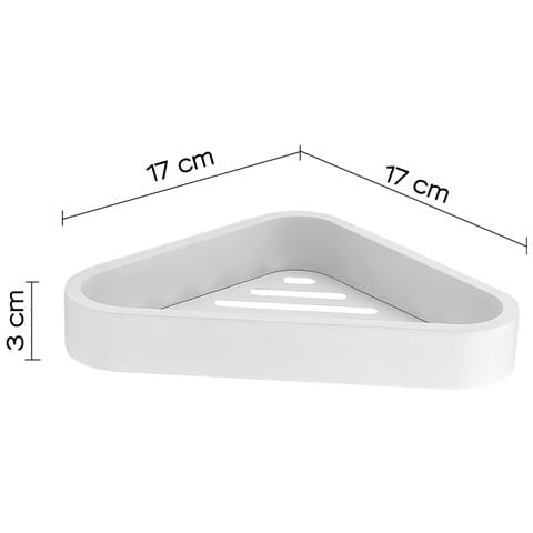 Portaoggetti Angolare Per Doccia Da Muro In Ottone, Acciaio Inox Aisi 304 E Cromall 3283 Serie Outline Bianco Opaco - Foto 2