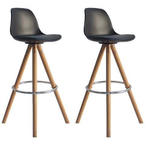 Set Di 2 Sgabelli Scandinavi Tobias Neri Con Cuscino - Foto 1