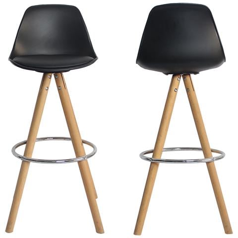 Set Di 2 Sgabelli Scandinavi Tobias Neri Con Cuscino - Foto 5