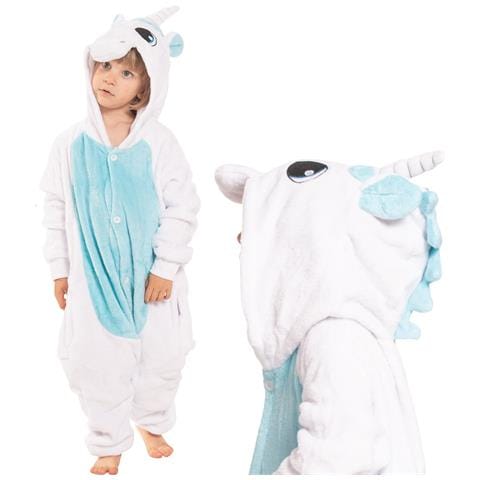 Pigiama Per Bambini Kigurumi Onesie Unicorno Blu 115-125 Cm - Foto 1