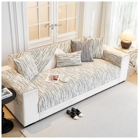 Copridivano In Ciniglia Antiscivolo Morbido 90x240 Cm Bianco E Nero - Foto 1