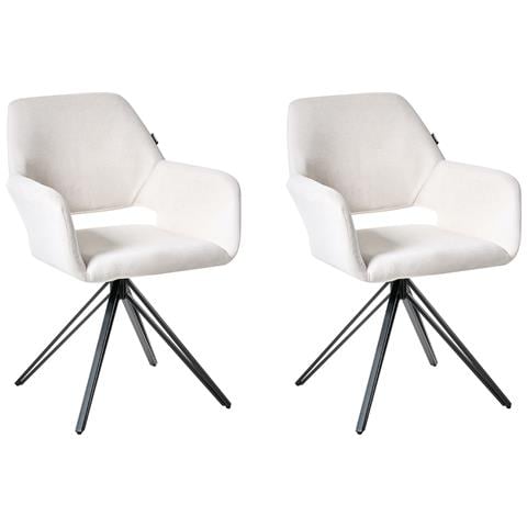 Set Di 2 Sedie Da Pranzo Ciney Tessuto Bianco Sporco - Foto 2