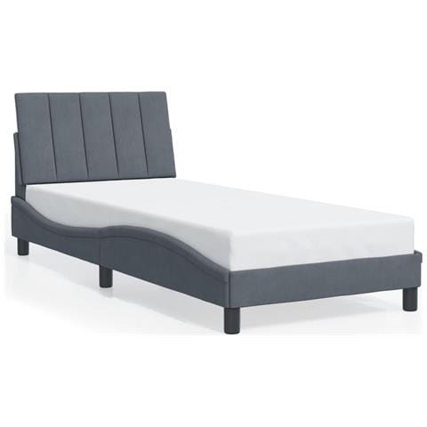 Giroletto senza Materasso Grigio Scuro 80x200 cm Velluto - Foto 1