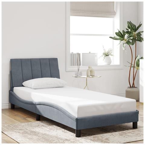 Giroletto senza Materasso Grigio Scuro 80x200 cm Velluto - Foto 2