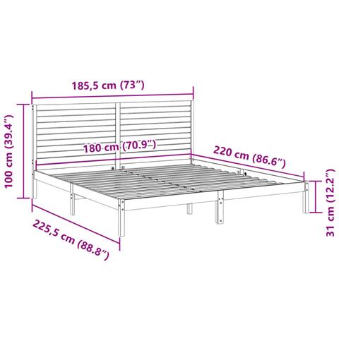 Giroletto Extra Lungo senza Materasso Bianco 180x220cm Massello - Foto 9
