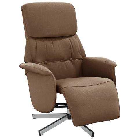 Poltrona Reclinabile con Poggiapiedi Marrone in Tessuto - Foto 1