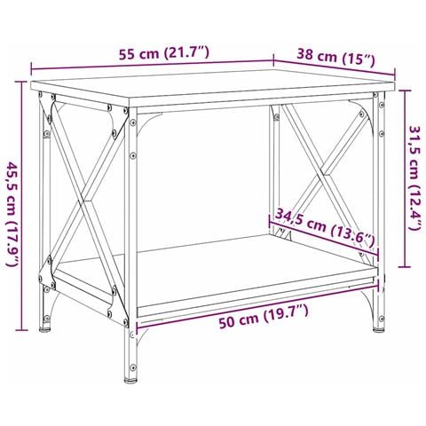 Tavolo laterale Rovere nero 55 x 38 x 45 cm Legno multistrato - Foto 9