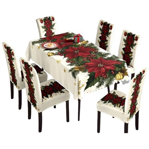 Set Decorativo Natalizio Tovaglia E Coprisedie - Sfondo Bianco - Foto 1