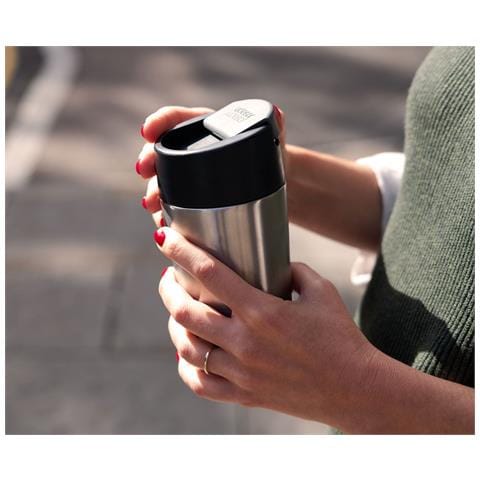 Tazza Da Viaggio Grande Sipp Con Coperchio Richiudibile Acciaio Inox 454 Ml Design A Prova Di Perdite Colore Antracite Riutilizzabile Per Bevande Calde - Foto 2