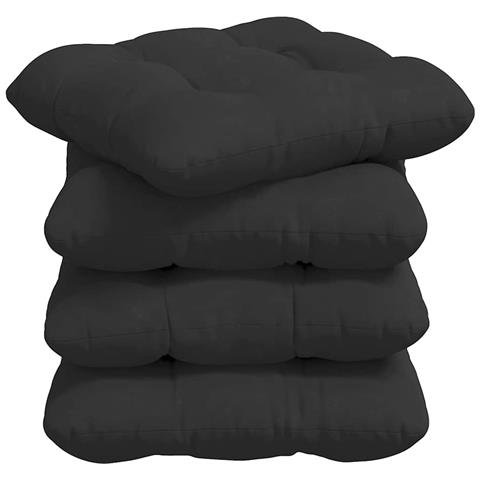 Cuscini per Seduta 4 pcs Nero 45 x 45 cm Tessuto in Microfibra - Foto 1