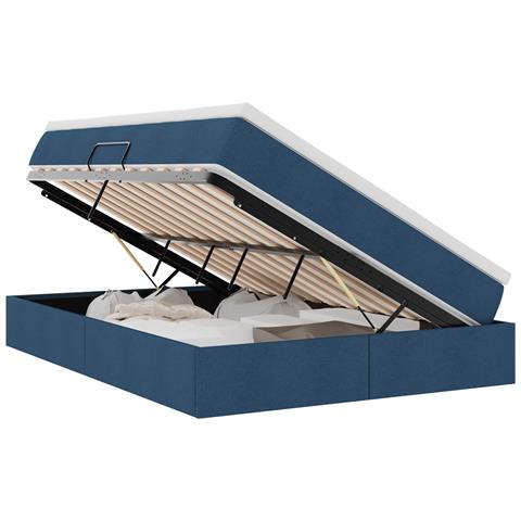 Letto con contenitore e materasso Blu 140 x 190 cm Poliestere - Foto 1