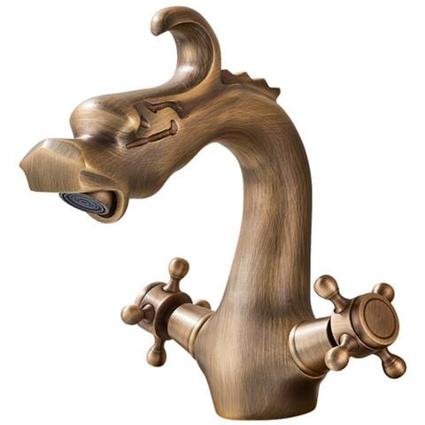 Rubinetto per lavabo da bagno, Blackswan, tipo M266 Dragon, modello bronzo antico, misura 20 cm - Foto 1