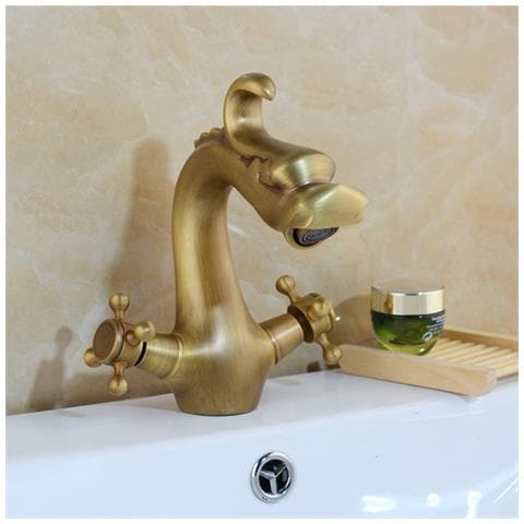 Rubinetto per lavabo da bagno, Blackswan, tipo M266 Dragon, modello bronzo antico, misura 20 cm - Foto 2