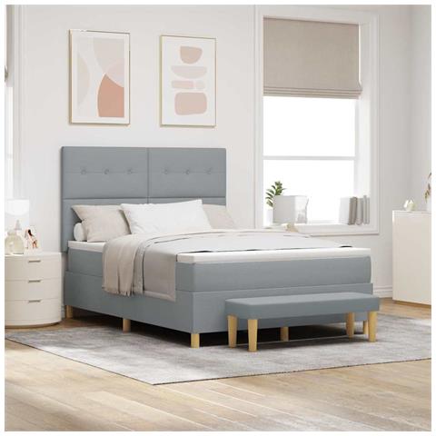 Letto a molle con materasso Grigio chiaro 160 x 200 cm Tessuto - Foto 2
