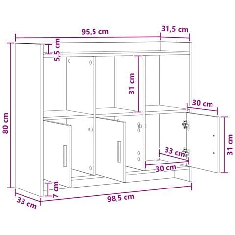 Credenza Bianco 98,5 x 33 x 80 cm Legno ingegnerizzato - Foto 9
