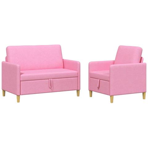Set di Divani con Storage 2 pcs Rosa Poliestere - Foto 1
