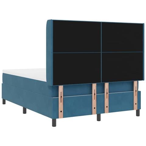 Letto a molle con materasso Blu 140 x 200 cm Velluto - Foto 9